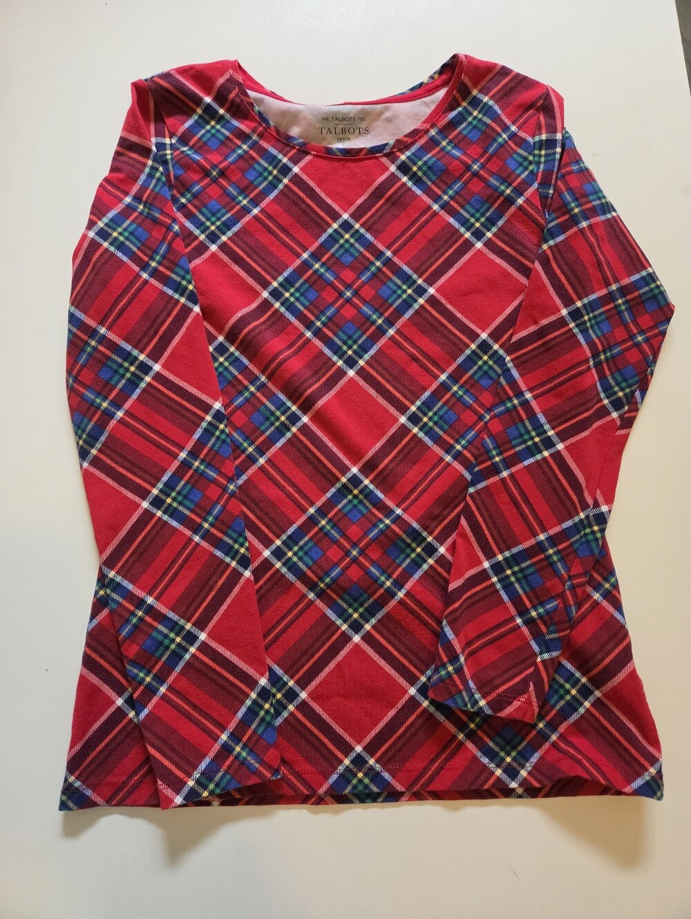 Talbots Red Tartan Long-Sleeve Tee